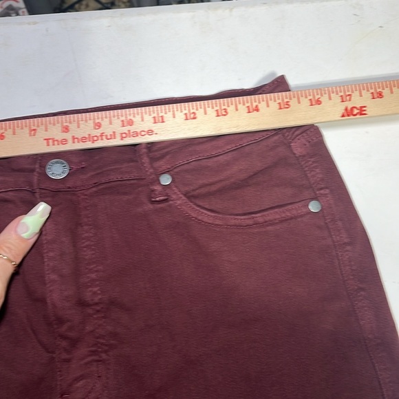 Judy Blue Sign Me Up Tummy Control Wide Leg Cropped Jeans Garment Dyed Maroon - Picture 7 of 13